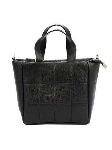 Černá kožená kabelka Luka 20-021 DOLLARO kufřík s odnímatelným popruhem a zlatými kováními
