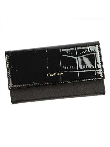Černé kožené etui na telefon MiaMore L1782 s kapsami pro karty a magnetickým zámkem