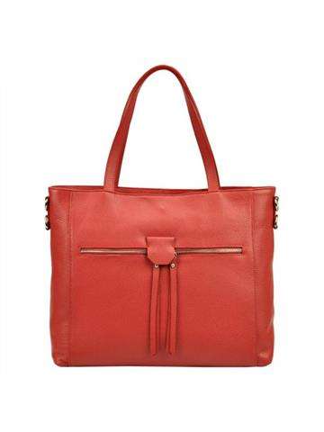 Červená kožená kabelka Patrizia 218-021 shopperbag s odnímatelným popruhem