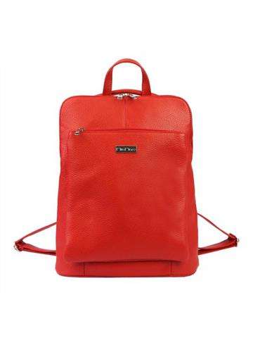 Cervený kožený batoh MiaMore Dollaro 01-015 s regulovatelnými popruhy a kapsami A4