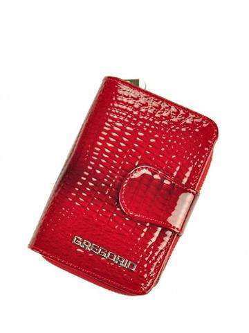 Dámská červená lakovaná kožená peněženka Gregorio GF115 ve svislé orientaci s funkcí RFID Secure