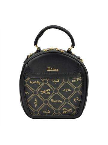 Dámská kabelka Eslee ES8903 kufřík z ekologické kůže černá se zlatými kováními a nastavitelným popruhem