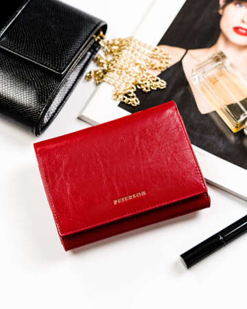 Dámská kompaktní kožená peněženka - Peterson - červená