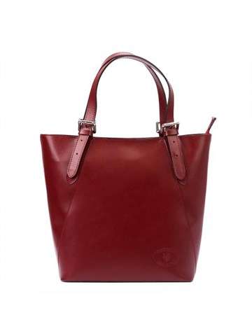Dámská kožená kabelka Florence 8470 bordová shopperbag s přírodní kůží
