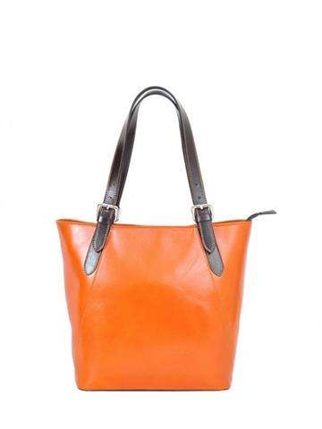 Dámská kožená kabelka L Artigiano 8470 F v kamelově hnědé barvě shopperbag s odnímatelným popruhem