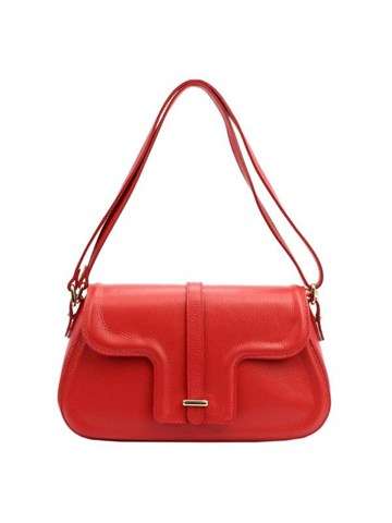 Dámská kožená kabelka Luka 112350 v temně červené barvě - přírodní kůže - střední velikost - styl Messenger/na rameno/do ruky