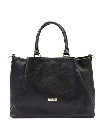 Dámská kožená kabelka MiaMore 01-052 DOLLARO černá shopperbag s odnímatelným popruhem