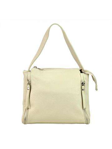 Dámská kožená kabelka Patrizia 419-023 v barvě krémová shopperbag s popruhem přes rameno a stříbrnými kováními