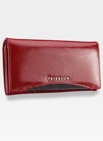 Dámská kožená peněženka Peterson 411.1 Červená + černá přírodní kůže