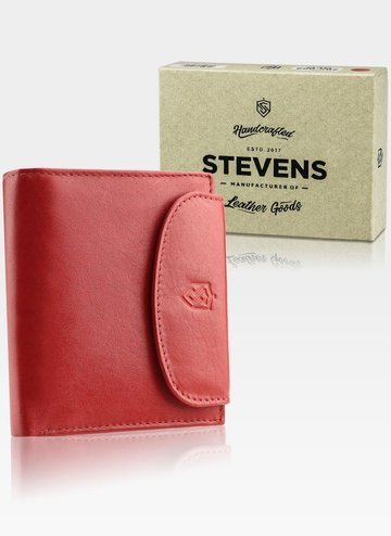 Dámská kožená peněženka STEVENS Červená s ochranou RFID