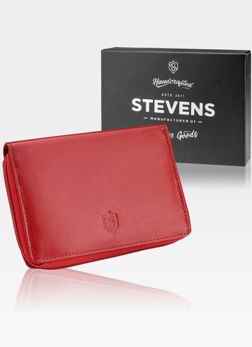 Dámská kožená peněženka STEVENS Malý červený penál z ZABEZPEČENÉ RFID