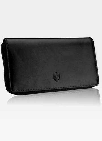Dámská kožená peněženka STEVENS Velký černý uzamykatelný penál RFID 8 karet