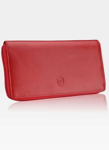 Dámská kožená peněženka STEVENS Velký červený uzamykatelný penál RFID 12 karet