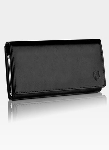 Dámská kožená peněženka STEVENS rozšířená s ušním červíkem černá Z02-099 RFID