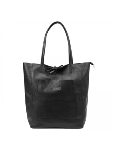 Dámská kožená taška MiaMore 01-060 DOLLARO černá shopperbag