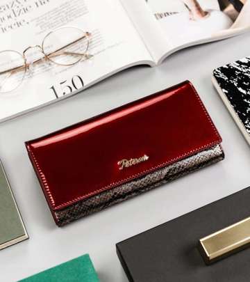 Dámská lakovaná peněženka s kabelkou pro bigiel - Peterson - červená