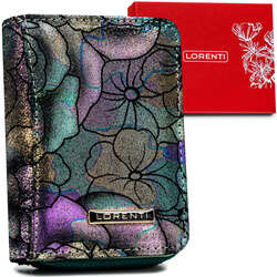 Dámská malá kožená peněženka s květinovým vzorem - Lorenti