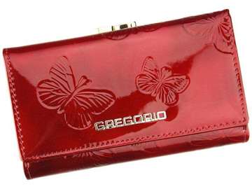 Dámská peněženka Gregorio BT-108 z přírodní kůže v červené barvě s ozdobným zámkem a funkcí RFID Secure