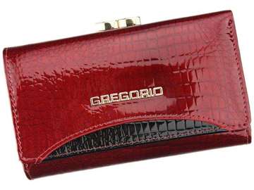 Dámská peněženka Gregorio GP-108 z přírodní kůže červená se zámkem a logem, RFID Secure