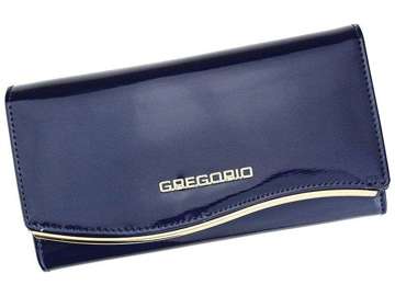 Dámská peněženka Gregorio ZLF-106 z pravé kůže tmavě modrá s orientací na šířku a ozdobným zapínáním