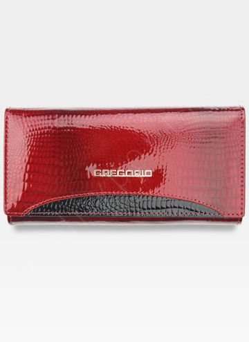 Dámská peněženka Gregorio z přírodní kůže velká červeno-černá s orientací na šířku a funkcí RFID Secure