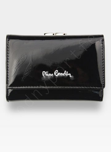 Dámská peněženka Pierre Cardin z přírodní kůže v barvě Černé Listy s horizontálním designem a ozdobným zapínáním