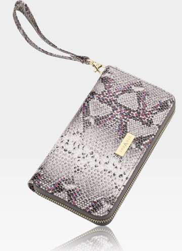 Dámská velká kožená peněženka s laclem STEVENS Grey + Růžový Sparkle