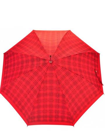 Dámský Polautomatický Dlouhý Deštník Pierre Cardin 647/1 v Červené Barvě s Polyesterovým Potahem a Metalovou Konstrukcí