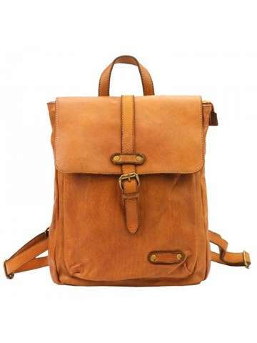 Dámský kožený batoh VS 004 v barvě hnědá s přírodní kůží a zlatými kováními