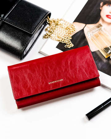 Elegantní dámská kožená peněženka s ochranou karet RFID - Peterson - červená