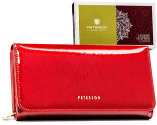 Elegantní dámská kožená peněženka se zapínáním na zip a patentku - Peterson