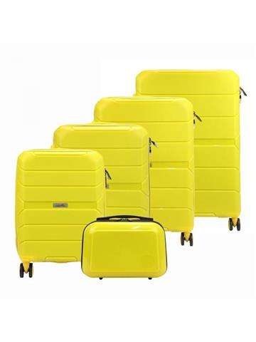 Jony Z01 x5 Z žlutý polypropylenový sada kufrů s bezpečnostním zámkem a otočnými kolečky