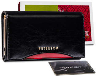 Kompaktní dámská kožená peněženka z prvotřídní pravé kůže - Peterson - černá