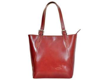 Kožená kabelka L Artigiano 8470 Hnědá nákupní taška s odnímatelným popruhem