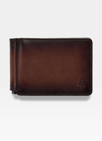 Kožená peněženka Klip na bankovky AT-70 Hnědá RFID