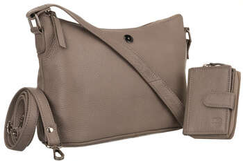 Kožená taška+peněženka PTN D73-DS Dark Beige