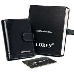 Lesklé kožené pouzdro na karty se zapínáním a kapsou na bankovky - Loren