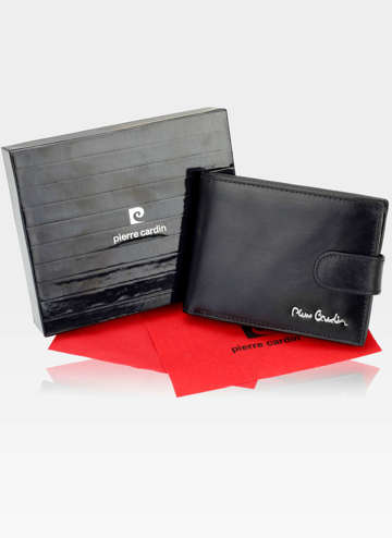 Originální pánská kožená peněženka Pierre Cardin Horizontální černá zapínaná