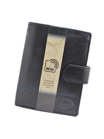 Pánská kožená peněženka EL FORREST 988-623 RFID Černá a modrá s ochranou proti krádeži