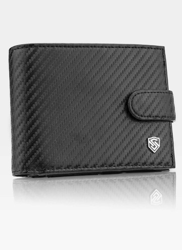Pánská kožená peněženka STEVENS CARBON Horizontální Buckled Černá Card Ochranná technologie RFID