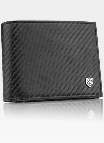 Pánská kožená peněženka STEVENS CARBON Horizontální Buckled Černá Card Ochranná technologie RFID