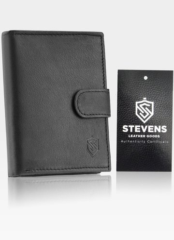 Pánská kožená peněženka STEVENS Klasický Černá Card Ochranná technologie RFID