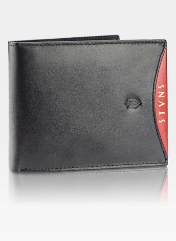 Pánská kožená peněženka STEVENS Protection RFID Black + Red Youthful