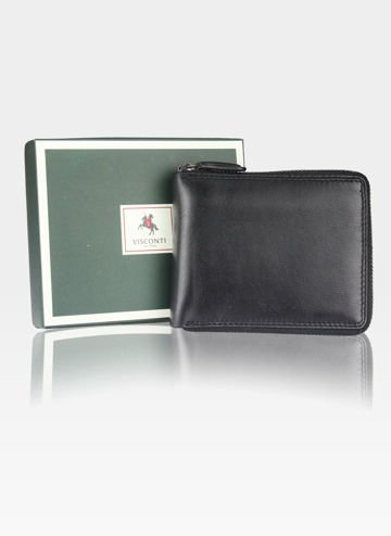 Pánská kožená peněženka na zip Visconti HT-14 Černá
