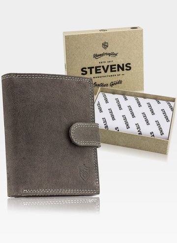 Pánská kožená peněženka s klipem STEVENS Nubuck Hnědá RFID