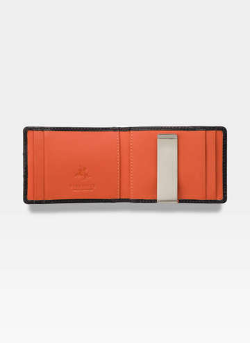 Pánská kožená peněženka s klipem na bankovky Visconti RFID Černá + Oranžová VSL-57