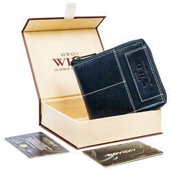 Pánská kožená retro peněženka na čtvercový zip, RFID - Always Wild