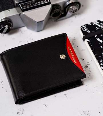Pánská malá kožená peněženka horizontální orientace s RFID - Peterson - černá