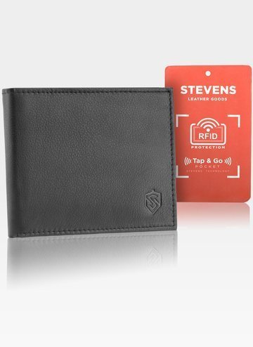Pánská peněženka STEVENS SLIM Folding 100% přírodní kůže černá Tenké