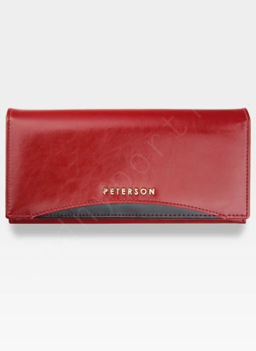 Peterson Dámská kožená peněženka z přírodní kůže červená černá PL467-1